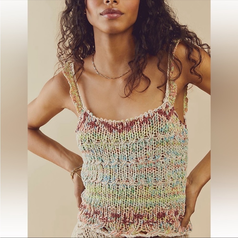 Free People Palmetto Crochet Tank in Candied Dream Combo